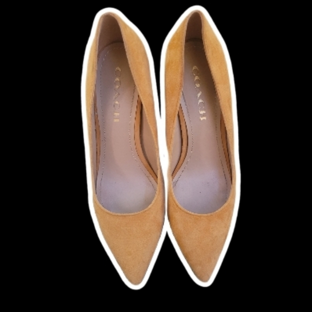 COACH velvet y2k 90s yellow camel pointed toe heels ⋆˚ʚɞ